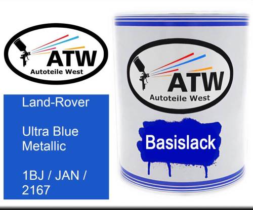 Land-Rover, Ultra Blue Metallic, 1BJ / JAN / 2167: 1L Lackdose, von ATW Autoteile West.